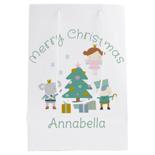 Schattigee aangepaste naam Nutcracker Christmas Medium Cadeauzakje (Achterkant)