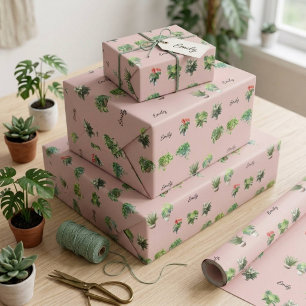 Schattigee Aangepaste Naam Plant Lover Cadeaupapier