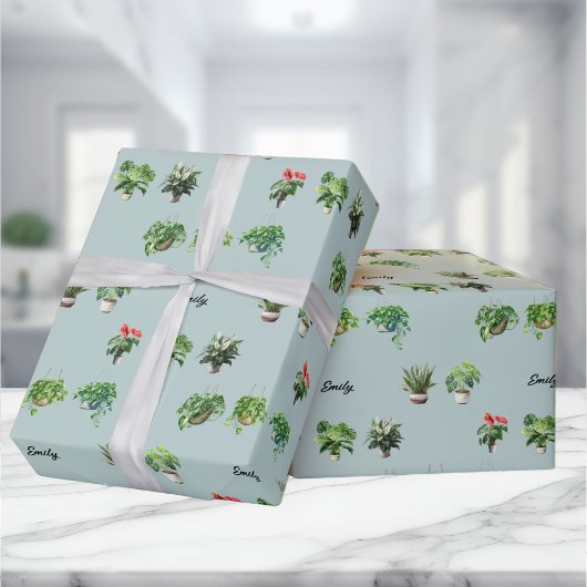 Schattigee Aangepaste Naam Plant Lover Cadeaupapier