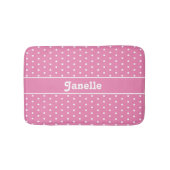Schattigee aangepaste naam Polka Dot Roze en Wit Badmat (Voorkant)