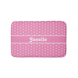 Schattigee aangepaste naam Polka Dot Roze en Wit Badmat