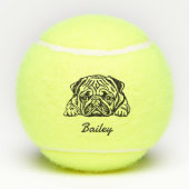 Schattigee aangepaste naam Pug Dog Speelgoed Tennisballen (Achterkant)
