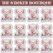 Schattigee aangepaste naam Schattig Axolotl Boba T Sticker (Voorkant)