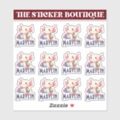 Schattigee aangepaste naam Schattige Axolotl Shopp Sticker (Vel)