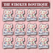 Schattigee aangepaste naam Schattige Axolotl Shopp Sticker