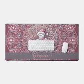 Schattigee aangepaste naam Whimsical Pink Snowman Bureaumat (Keyboard & Muis)