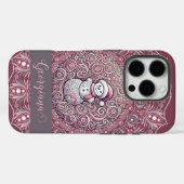 Schattigee aangepaste naam Whimsical Pink Snowman Case-Mate iPhone Case (Achterkant (horizontaal))