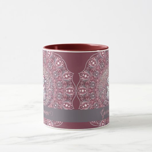 Schattigee aangepaste naam Whimsical Pink Snowman  Mok (Midden)