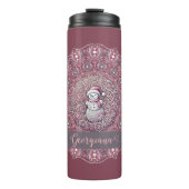 Schattigee aangepaste naam Whimsical Pink Snowman  Thermosbeker (Voorkant)
