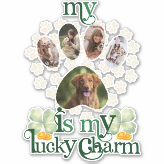Schattigee aangepaste paw foto's Dog St Patrick's  Sticker (Voorkant)