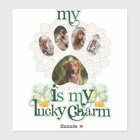 Schattigee aangepaste paw foto's Dog St Patrick's  Sticker (Vel)