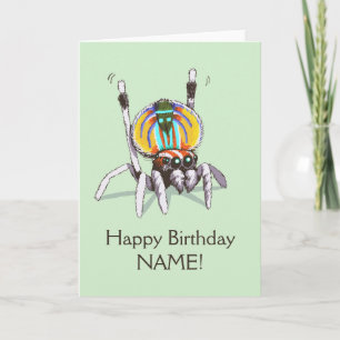 Schattigee Aangepaste Peacock Spider Happy Birthda Kaart