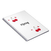 Schattigee aangepaste rode kersen notitieboek (Rechterzijde)