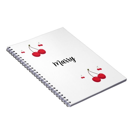 Schattigee aangepaste rode kersen notitieboek (Rechterzijde)