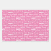 Schattigee Aangepaste Roze Naam Typografie Girls V Inpakpapier Vel (Voorkant)