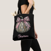 Schattigee Aangepaste Snakeskin Pumpkin Naam Tote Bag (Dichtbij)