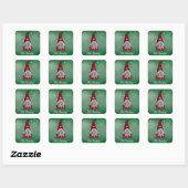 Schattigee aangepaste tekst Grumpy Red Gnome Green Vierkante Sticker (Vel)
