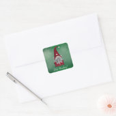 Schattigee aangepaste tekst Grumpy Red Gnome Green Vierkante Sticker (Envelop)