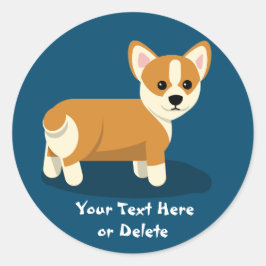 Schattigee aangepaste tekst Happy Tan Corgi Puppy  Ronde Sticker