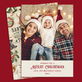 Schattigee aangepaste vintage kerstfoto feestdagenkaart