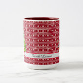 Schattigee aangepaste watercoler sneeuwpop kerstbo tweekleurige koffiemok (Center)