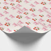 Schattigee aangepaste Waterverf Cherry Bow Coquett Cadeaupapier (Hoek)
