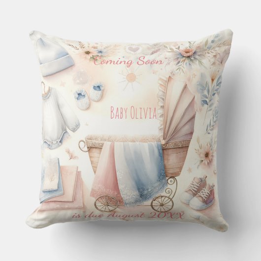 Schattigee aankondiging binnenkort Uitnodiging Kussen (Voorkant)