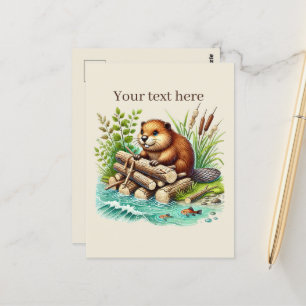 Schattigee aanpasbare dierenvrienden bever briefkaart