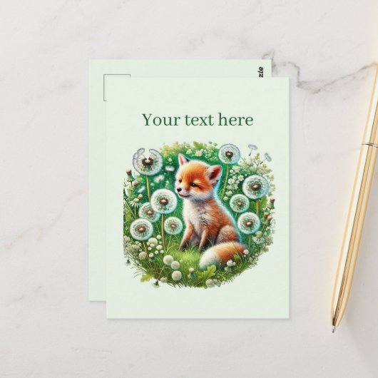 Schattigee aanpasbare dierenvrienden Fox Briefkaart (Voorkant / Achterkant in situ)