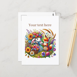 Schattigee aanpasbare dierenvrienden Fox Bunny Briefkaart