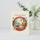 Schattigee aanpasbare dierenvrienden Herfst Briefkaart (Staand voorkant)