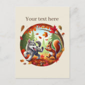 Schattigee aanpasbare dierenvrienden Herfst Briefkaart (Voorkant)