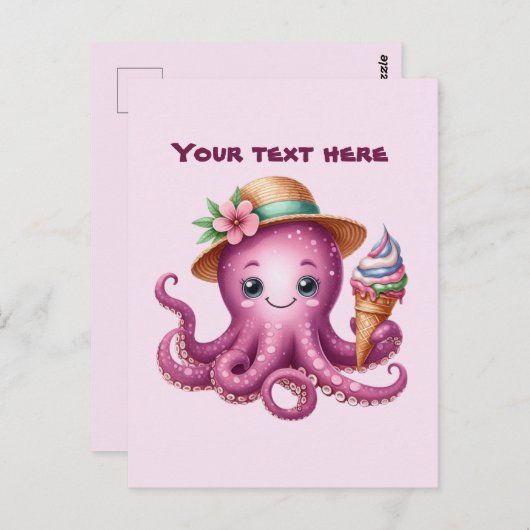 Schattigee aanpasbare strandoctopus briefkaart (Voorkant / Achterkant)