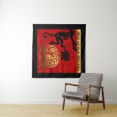 Schattigee Aap Chinees Jaar Zodiac Verjaardag Tape Wandkleed (In Situ (horizontaal))