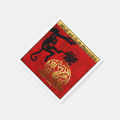Schattigee Aap Chinees Jaar Zodiac Verjaardagspapi Servetten (Hoek)