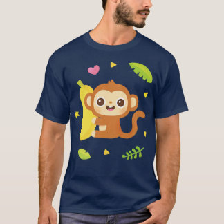 Schattigee Aap en Banaan Tropische Vibes T-shirt