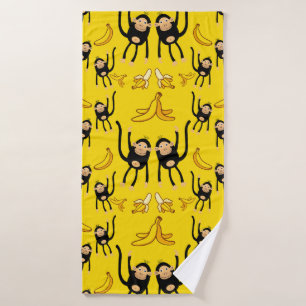 Schattigee aap- en bananenprint bad handdoek