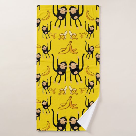 Schattigee aap- en bananenprint bad handdoek (Badhanddoek)