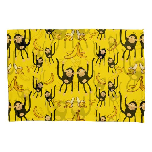 Schattigee aap- en bananenprint kussensloop (Voorkant-Links)