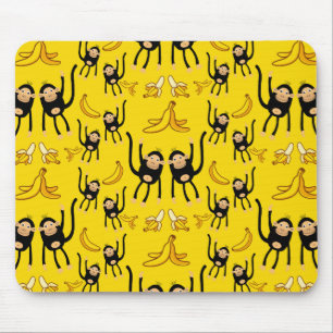 Schattigee aap- en bananenprint muismat