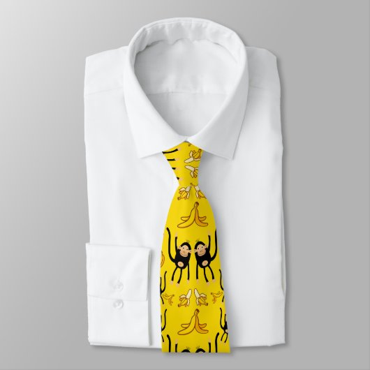 Schattigee aap- en bananenprint stropdas (Gebonden)
