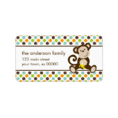 Schattigee Aap en Polka Dots Etiket (Voorkant)