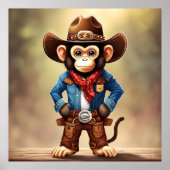 Schattigee aap in een cowboykostuum poster (Voorkant)