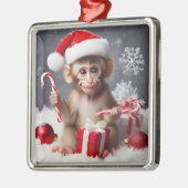Schattigee aap met een kerstmuts metalen ornament (Links)