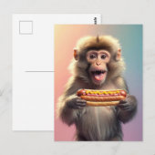 Schattigee aap met hotdog briefkaart (Voorkant / Achterkant)
