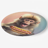 Schattigee aap met hotdog papieren bordje (Gekanteld)