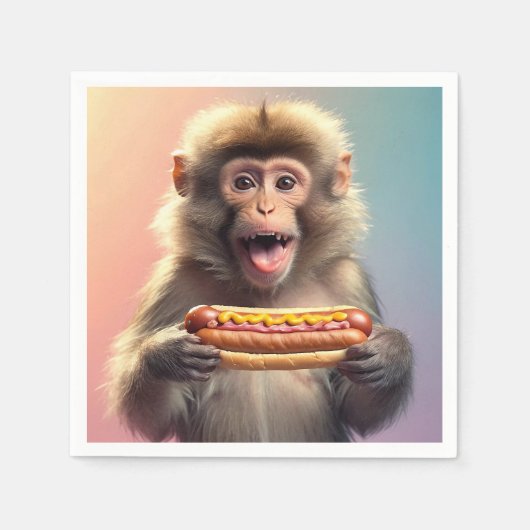 Schattigee aap met hotdog servet (Voorkant)