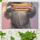 Schattigee aap met hotdog theedoek (Gevouwen)