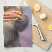 Schattigee aap met hotdog theedoek (Quarter Fold)
