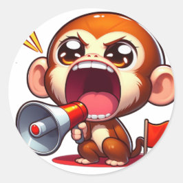 Schattigee aap met MegaPhone Ronde Sticker